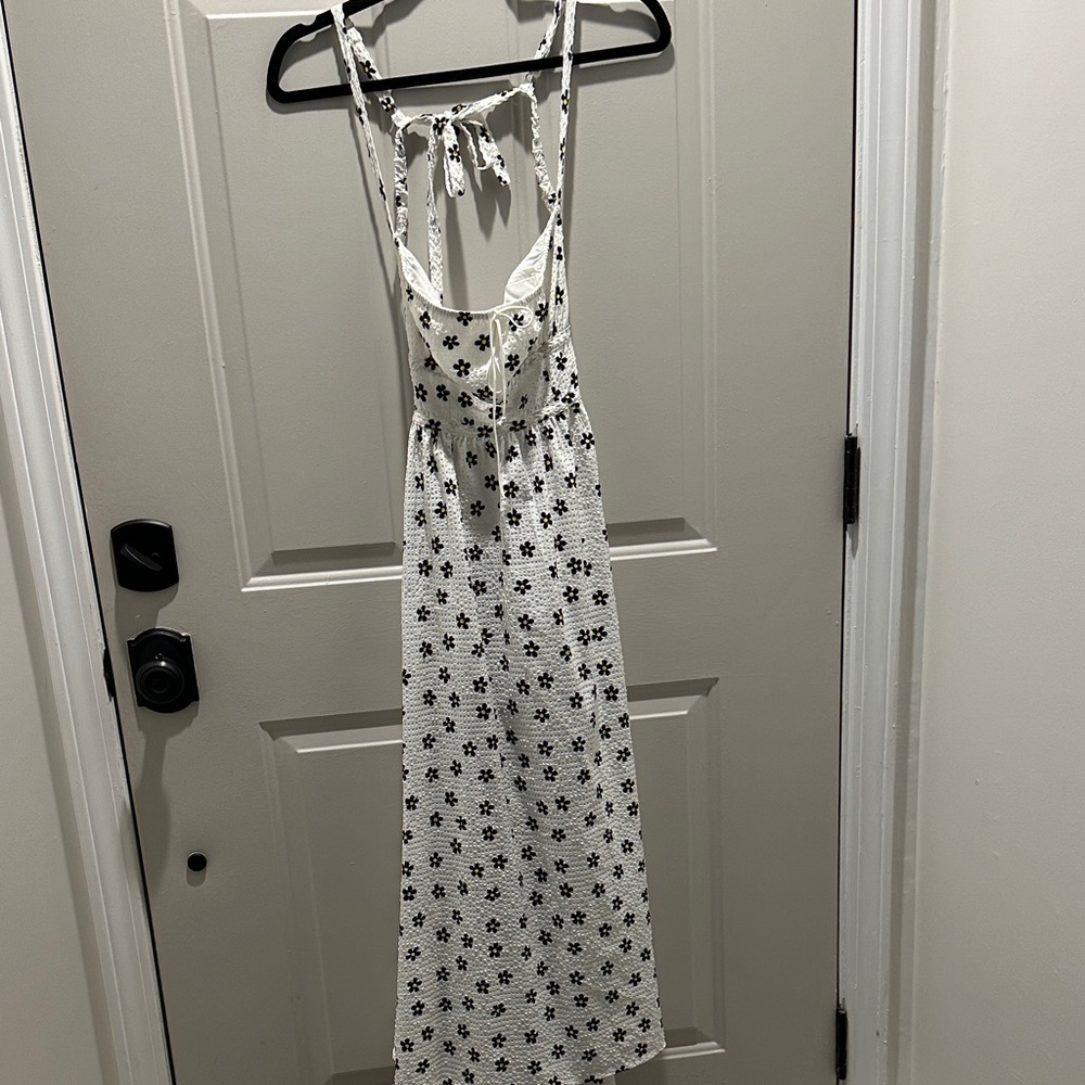 For Love And Lemons White Dress with Black Floral Design